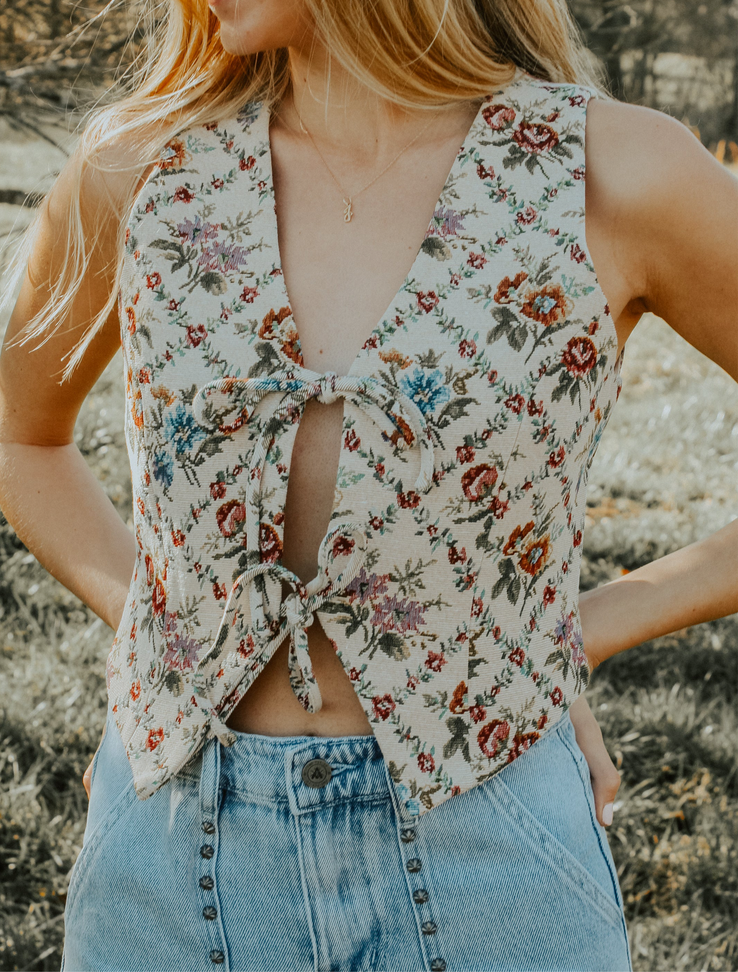 The Palomino Floral Tapestry Vest