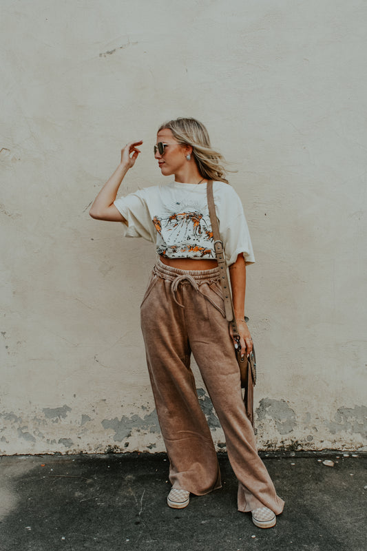 Total Comfort Acid Wash Sweatpants: Camel