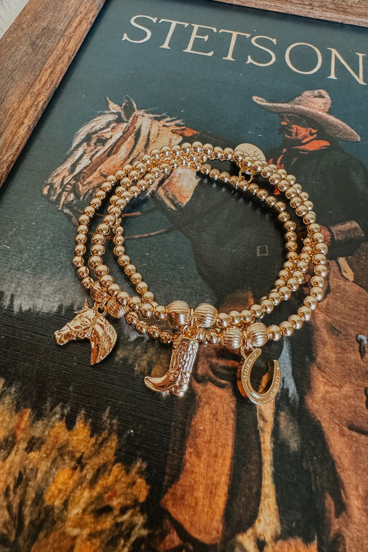 Golden Rodeo Charm Bracelet Set