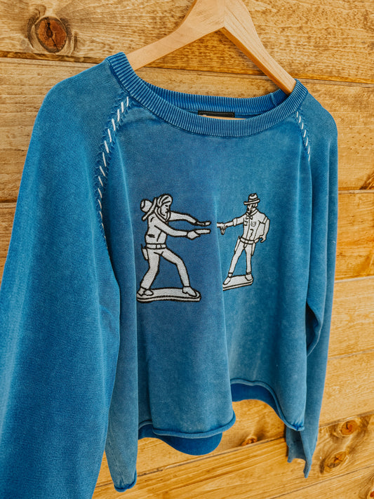 Double Down Cowboy Blue Sweater