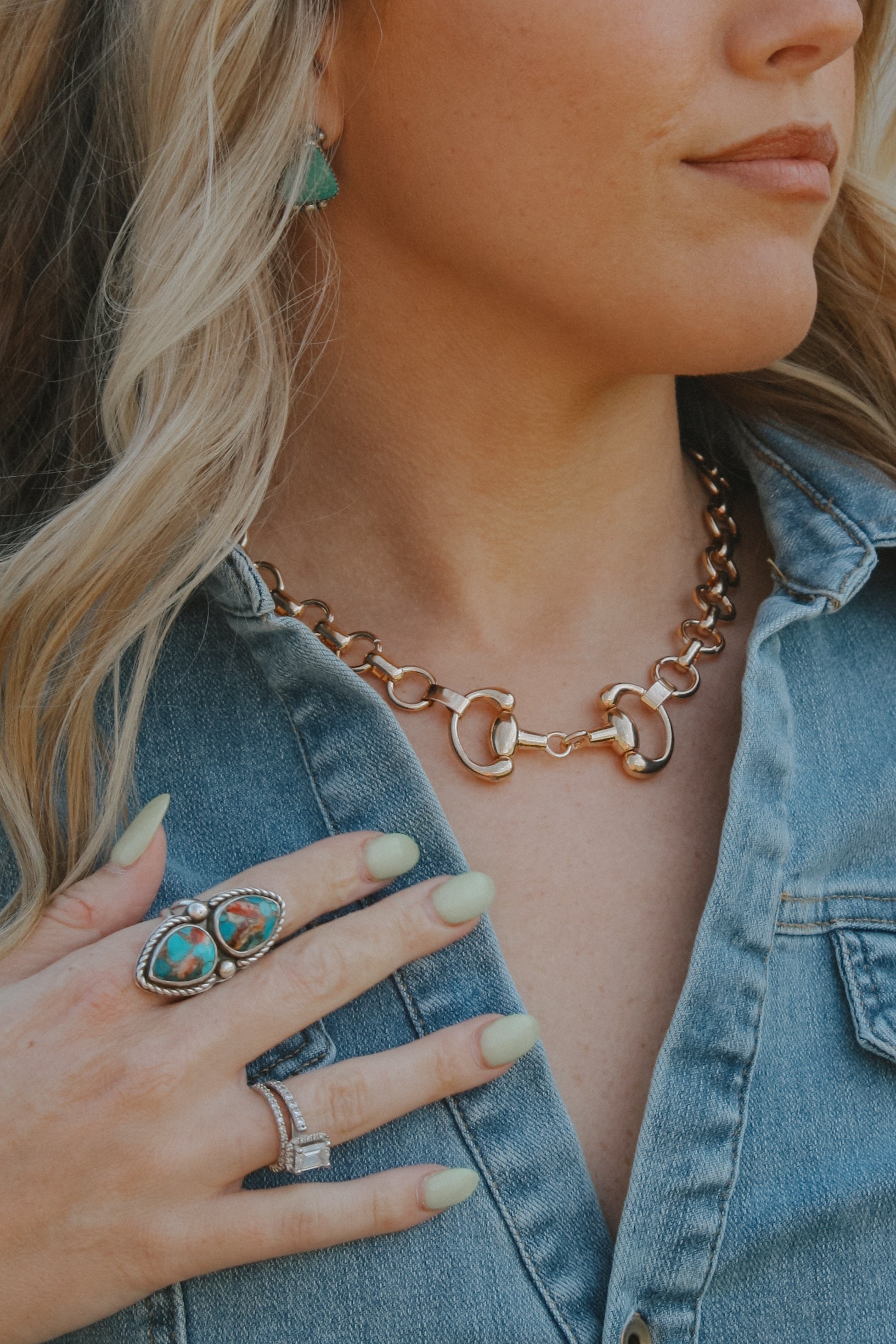 Gold Horse Bit Necklace - Western Statement Jewelry