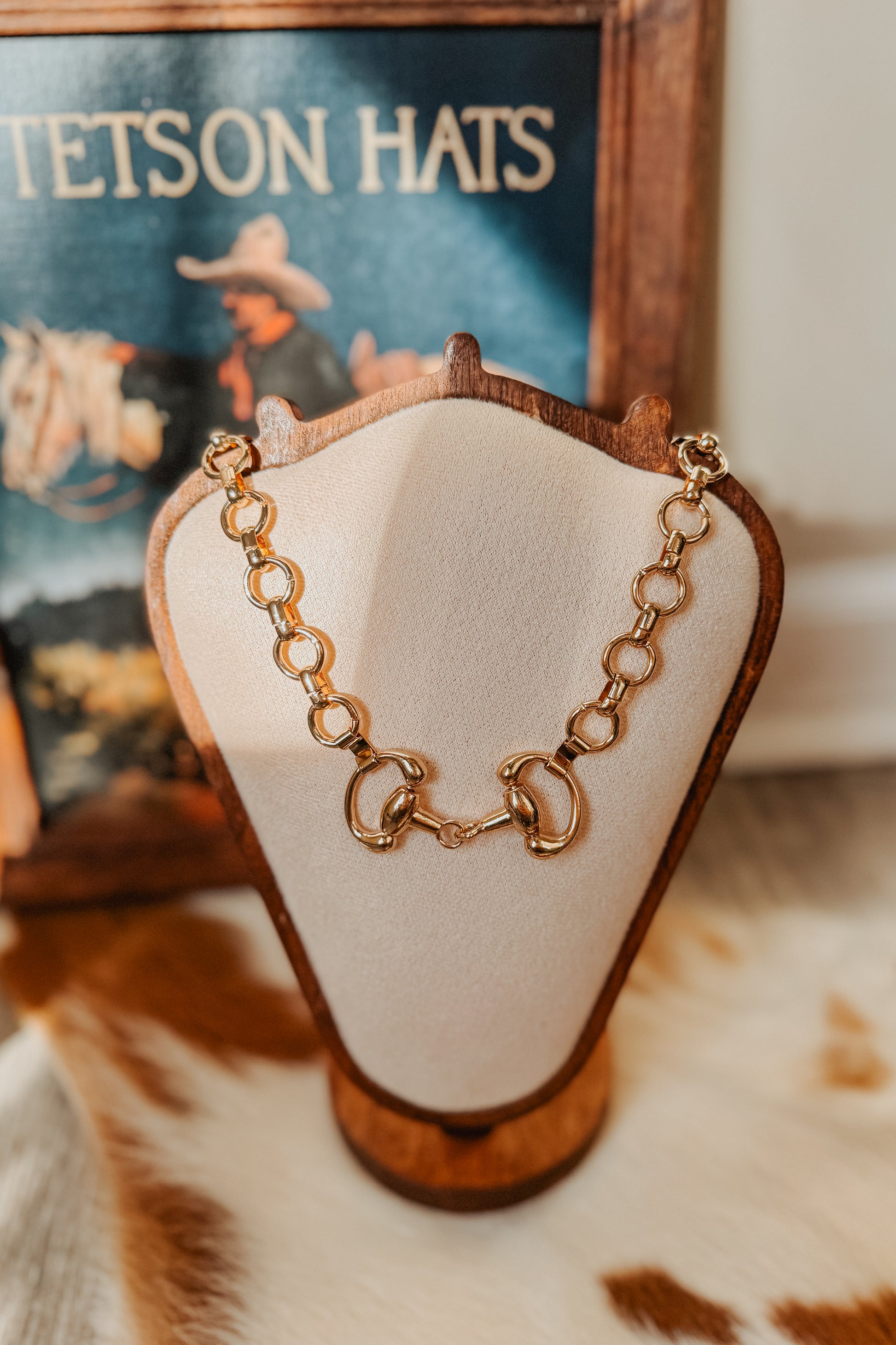 Gold Horse Bit Necklace - Western Statement Jewelry