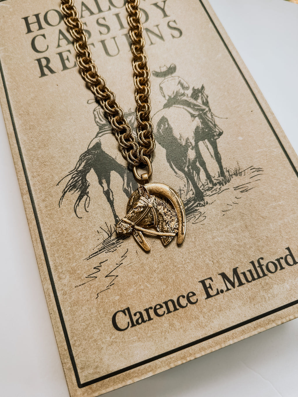 Golden Horse Pendant Necklace - Western Statement Jewelry