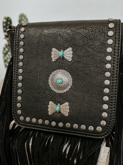 The Concho Crossbody Purse - Black