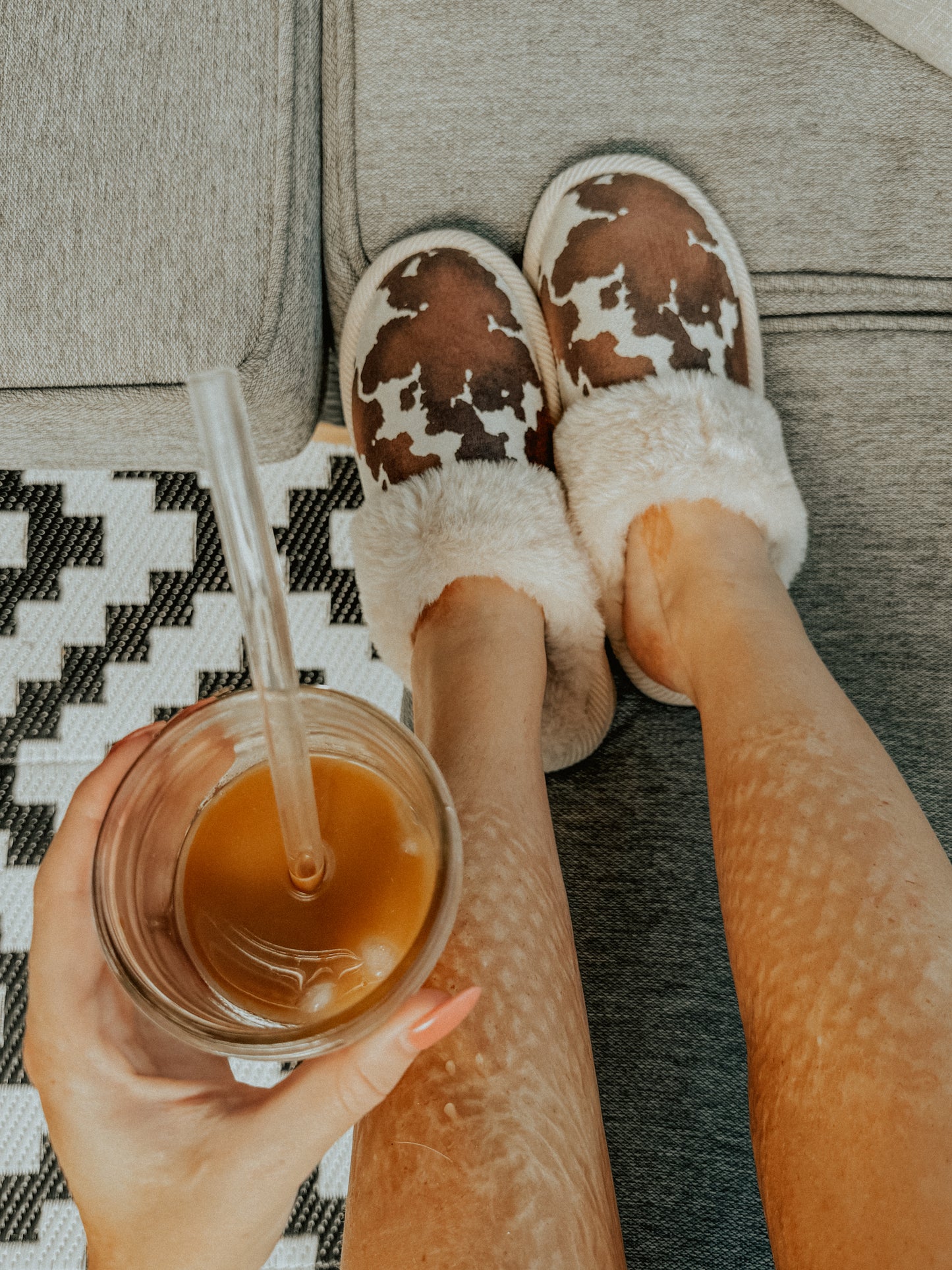 Cozy Cow Print Slippers