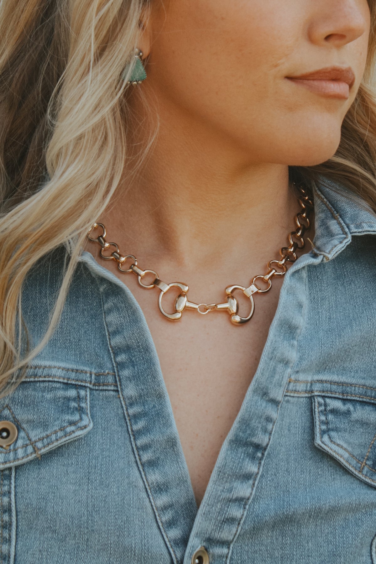 Gold Horse Bit Necklace - Western Statement Jewelry