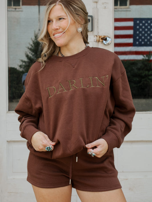 Darlin' Sweatshirt Set - Mocha