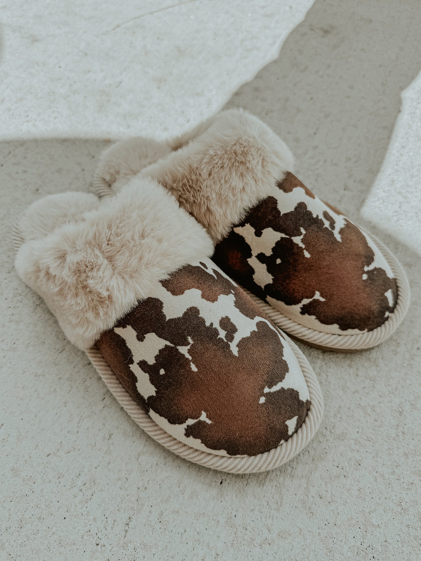 Cozy Cow Print Slippers