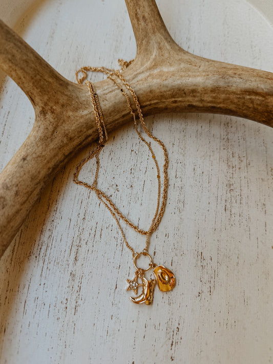 Golden Cowgirl Cluster Necklace
