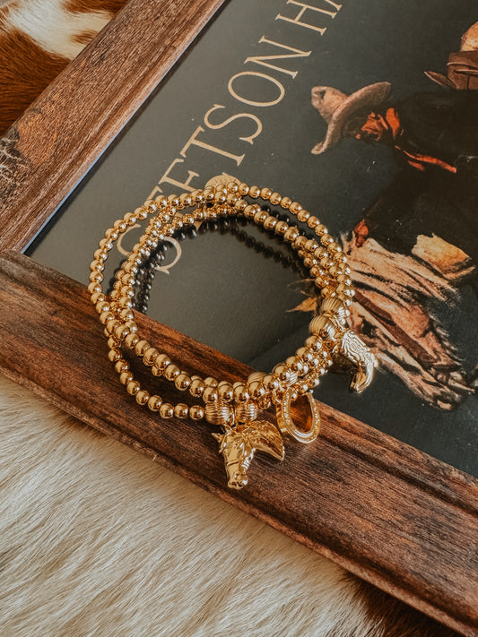 Golden Rodeo Charm Bracelet Set