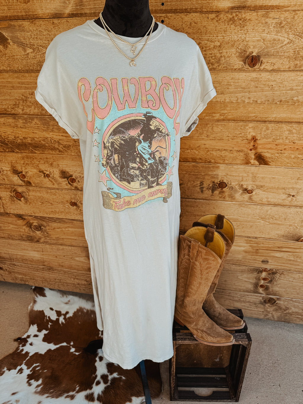 cowboy take me away shirt dress Cowboy Take Me Away Graphic Tee Dress 1XL