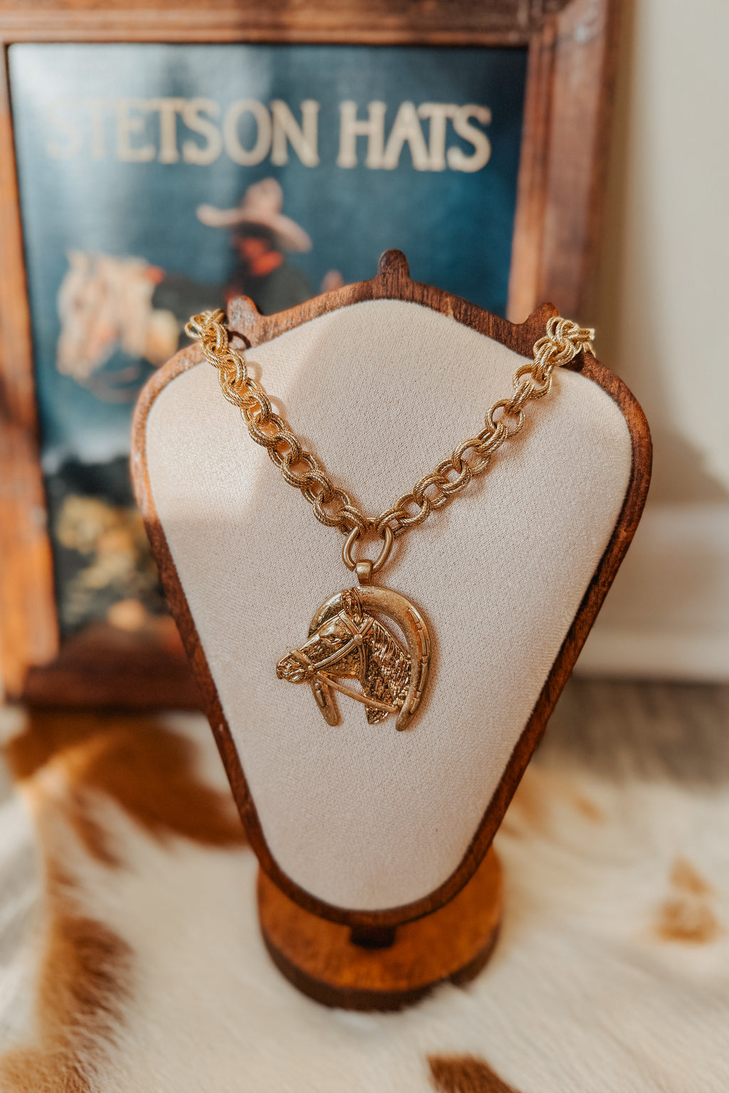 Golden Horse Pendant Necklace - Western Statement Jewelry