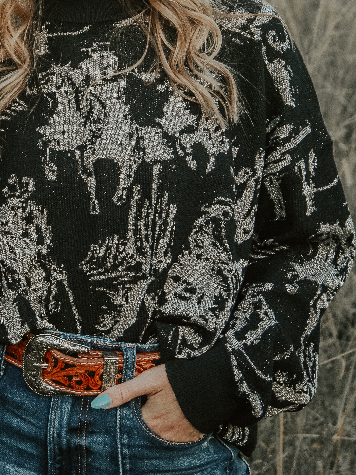 Rhinestone Cowgirl Crop Sweater