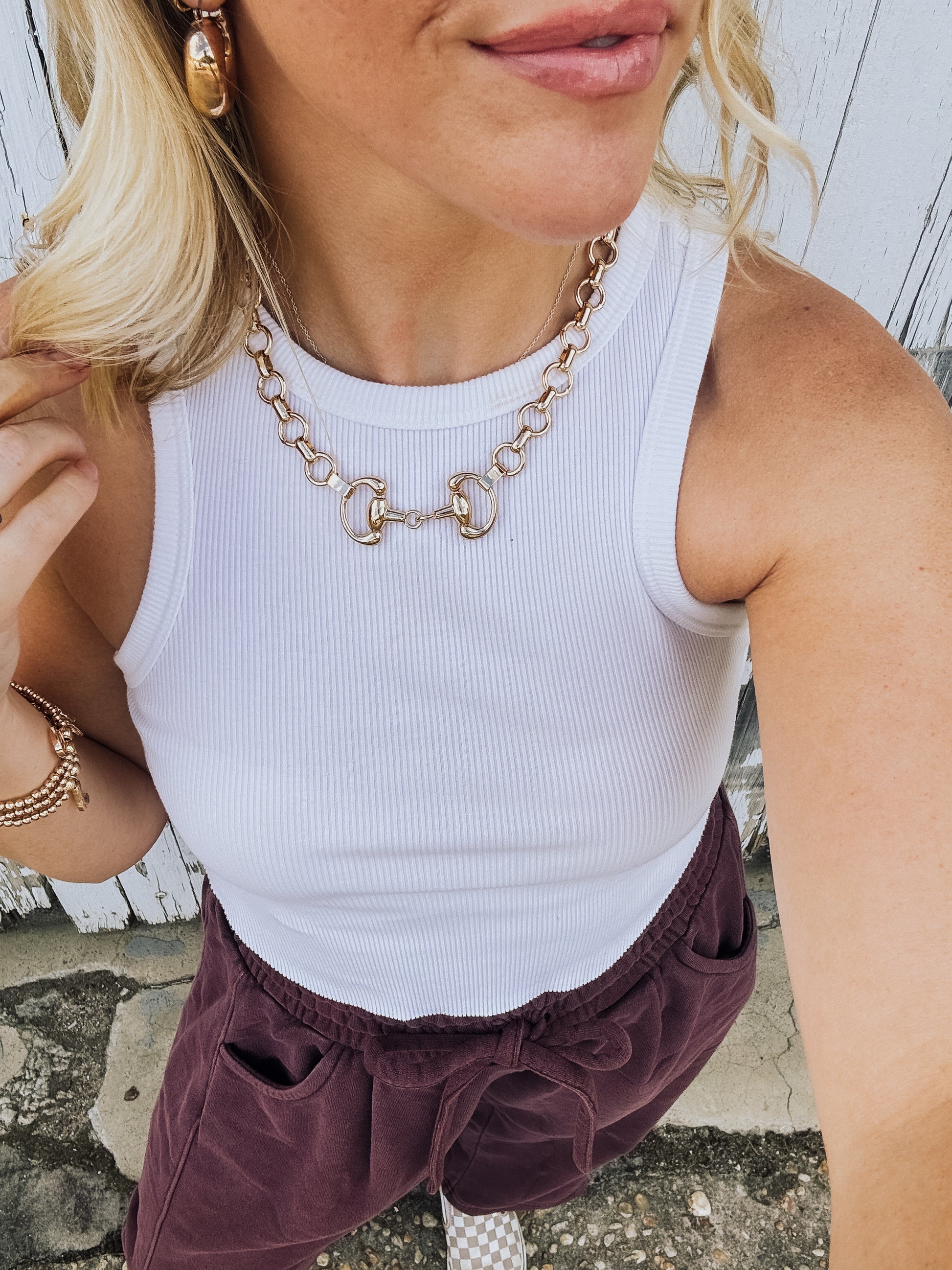 Gold Horse Bit Necklace - Western Statement Jewelry