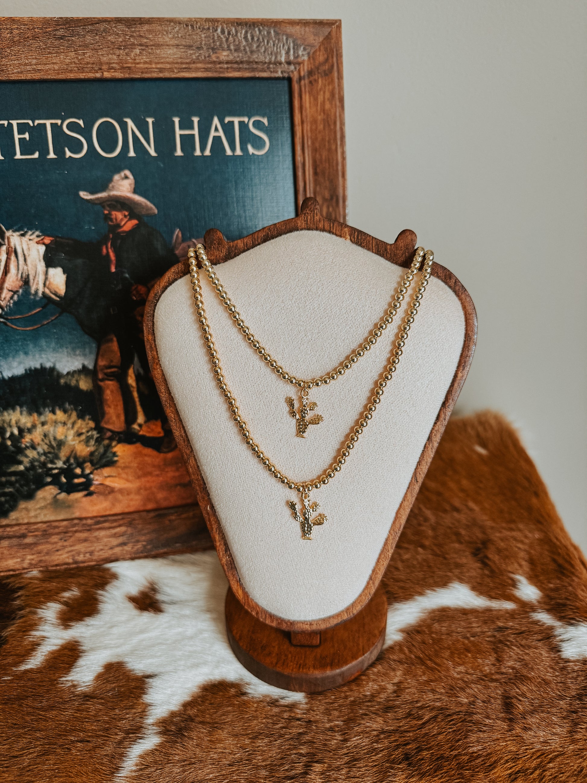 prickly pear cactus charm Western Beaded Necklace