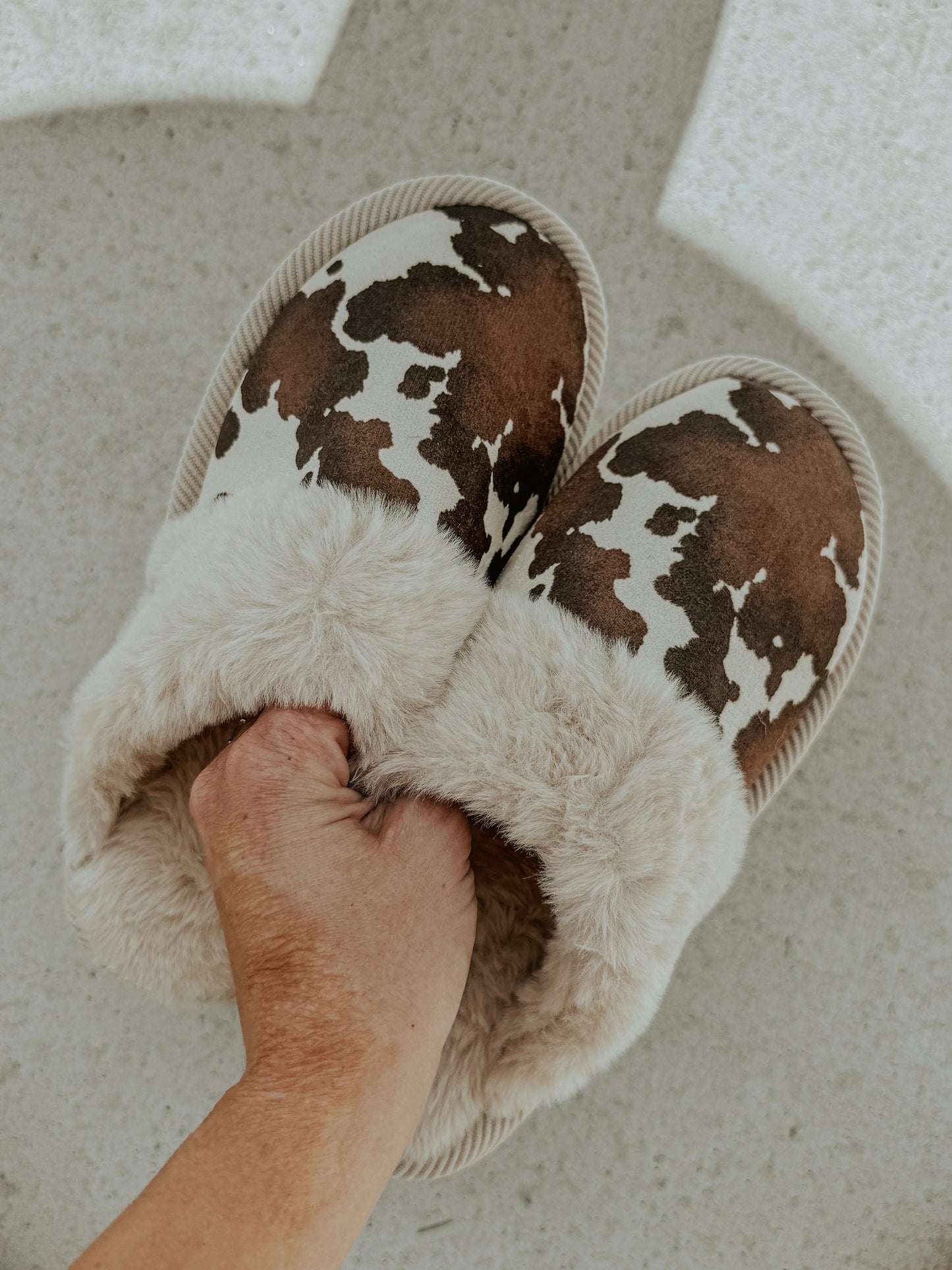 Cozy Cow Print Slippers