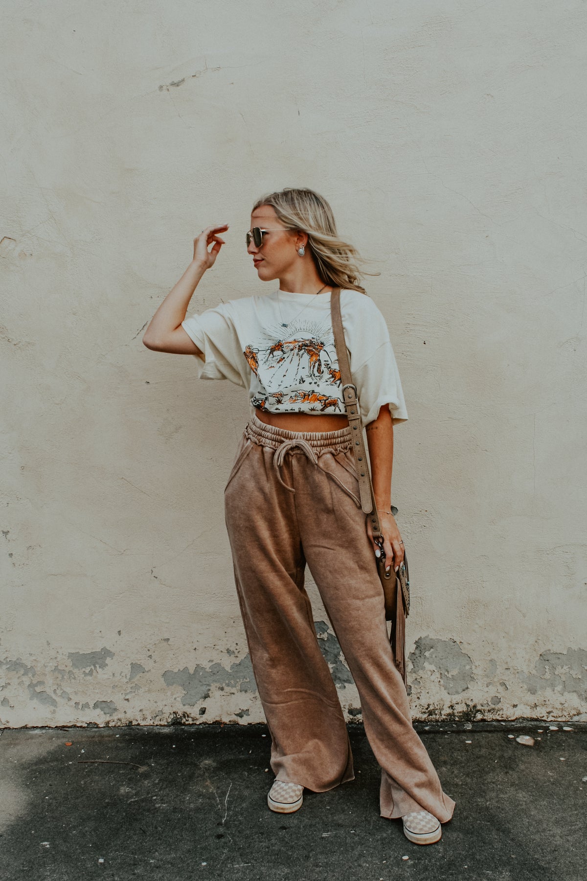 Total Comfort Acid Wash Sweatpants: Camel