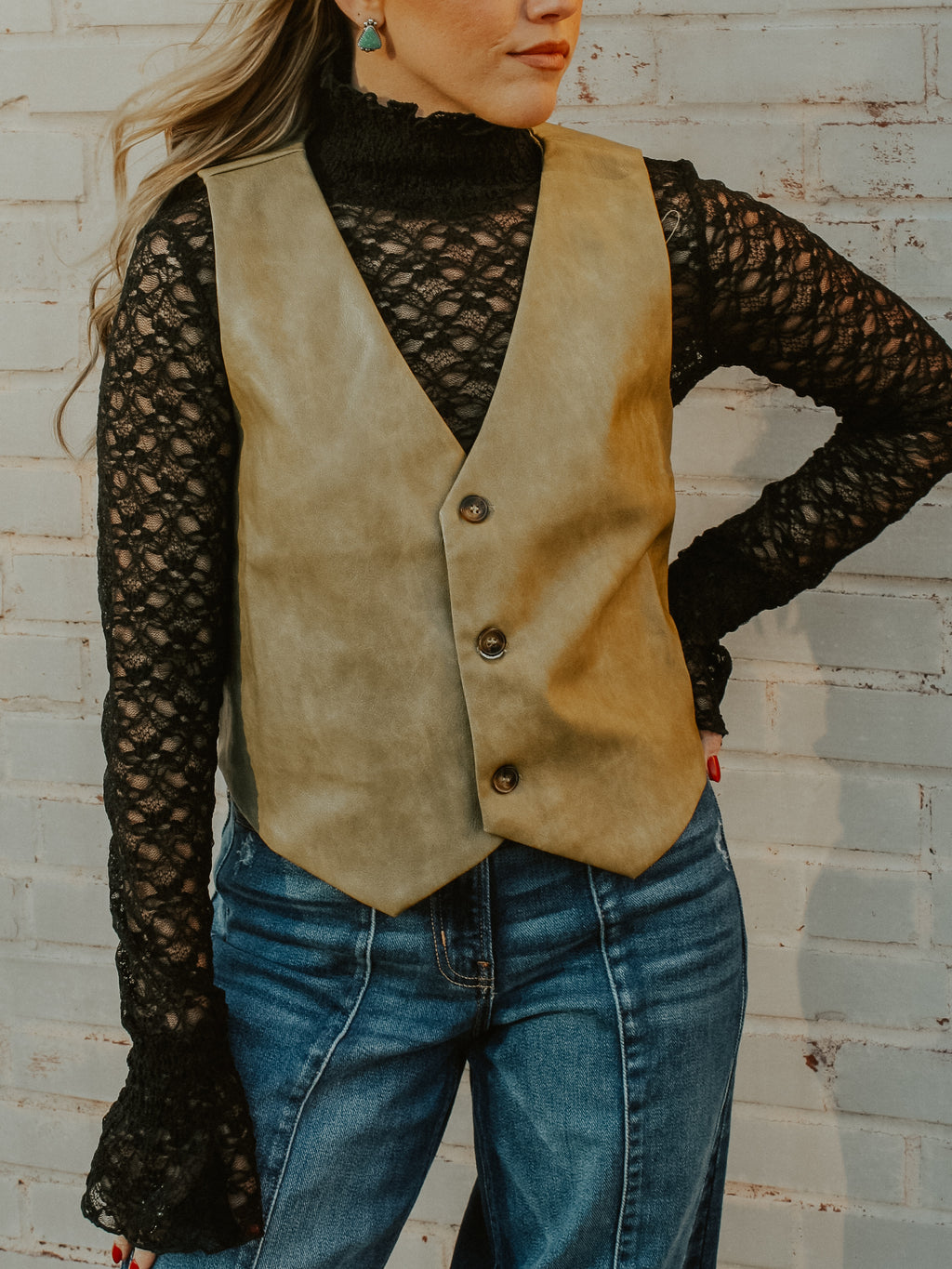Saddlebrook Faux Leather Western Vest