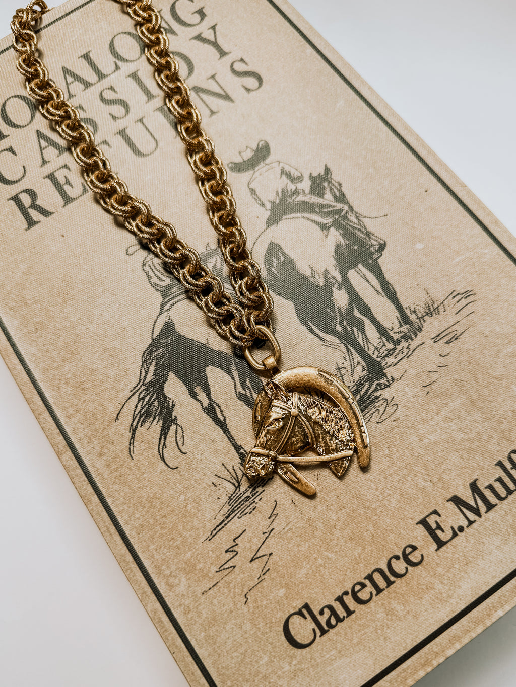 Golden Horse Pendant Necklace - Western Statement Jewelry