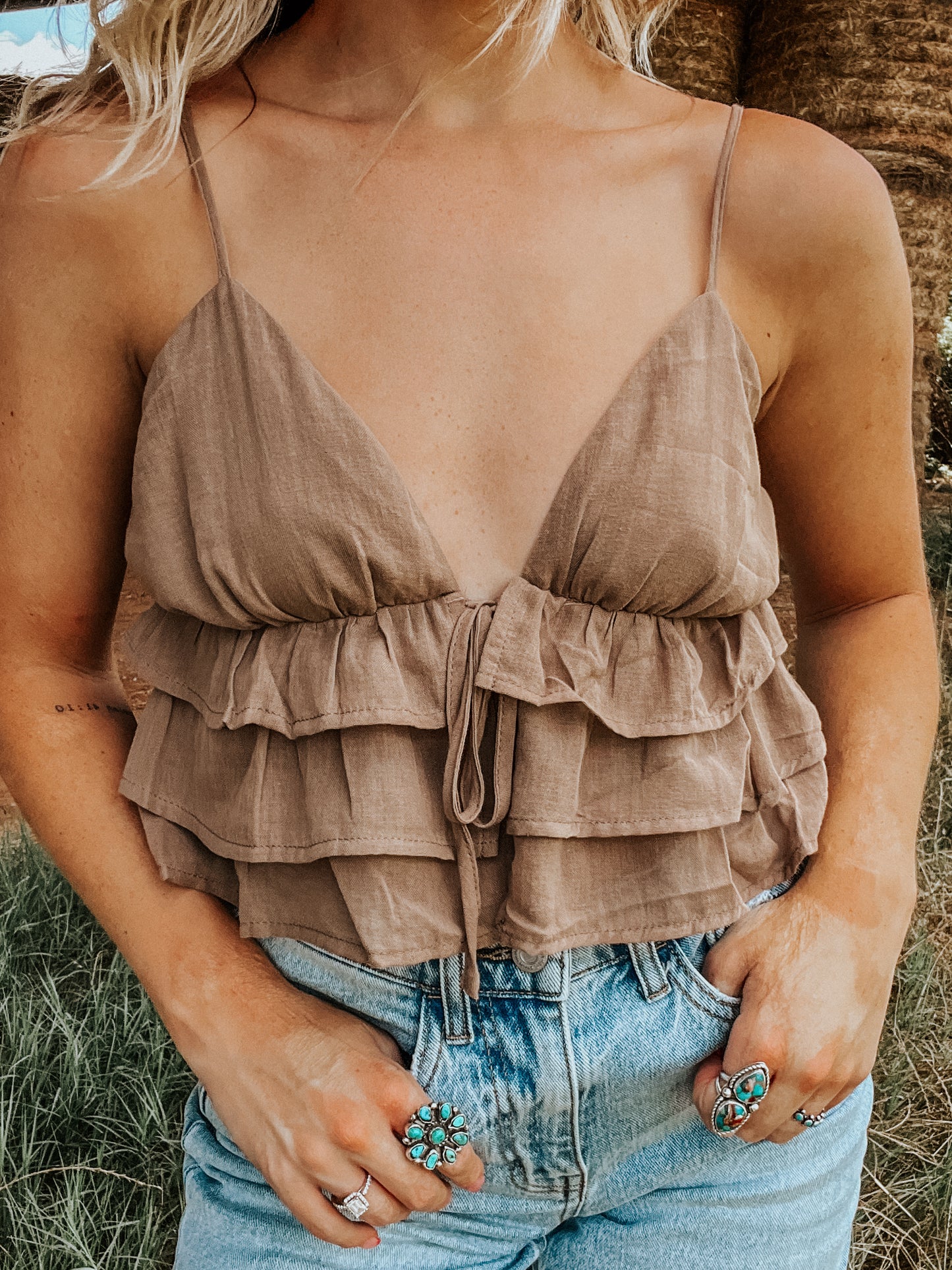 American Honey Ruffle Tank Top