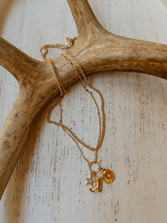 Golden Cowgirl Cluster Necklace