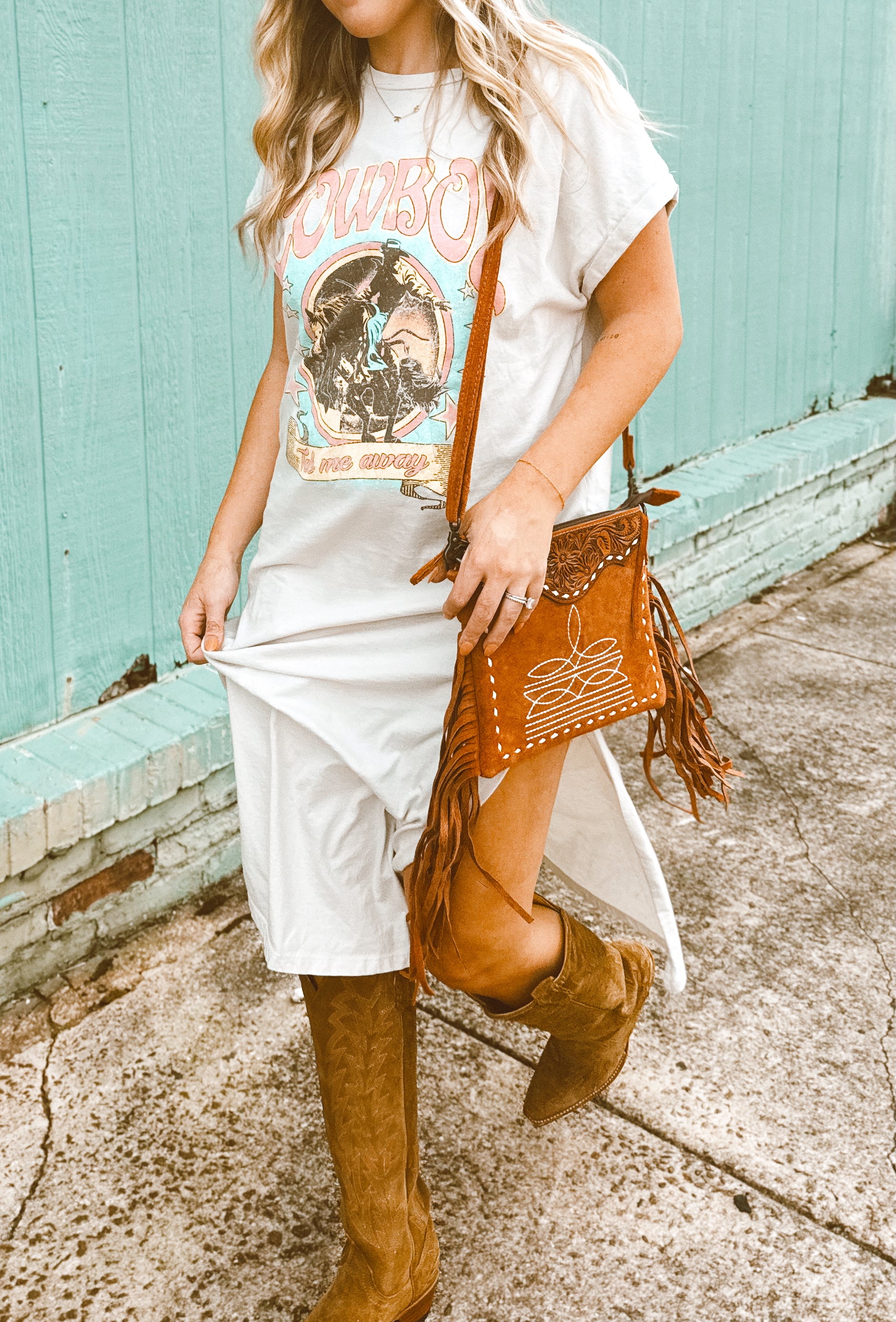cowboy take me away shirt dress Cowboy Take Me Away Graphic Tee Dress BRINDLE DIXIE