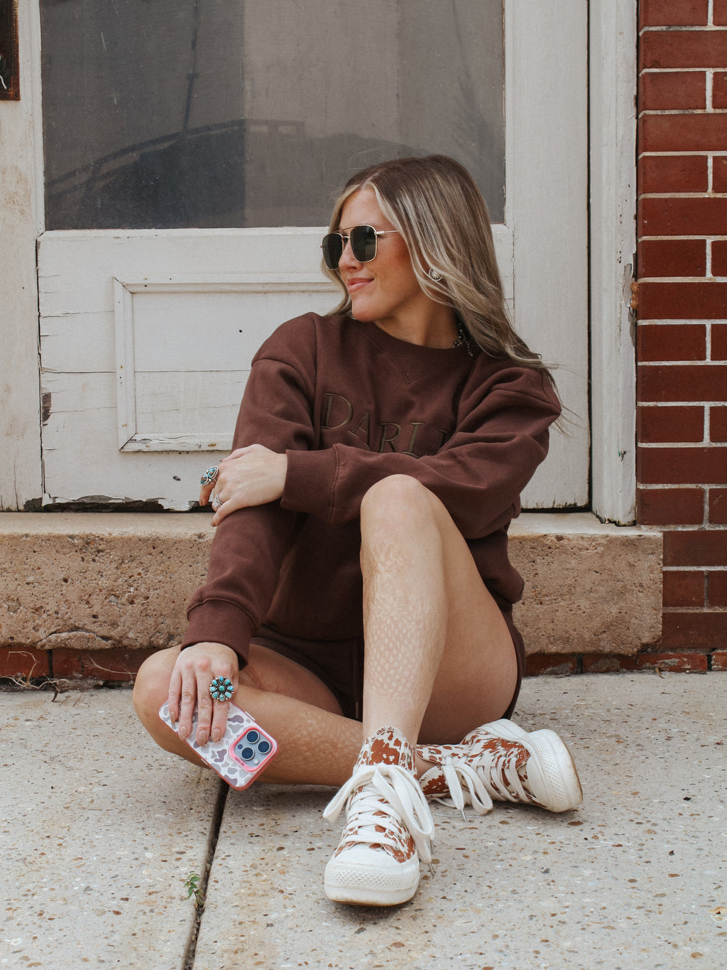 Darlin' Sweatshirt Set - Mocha