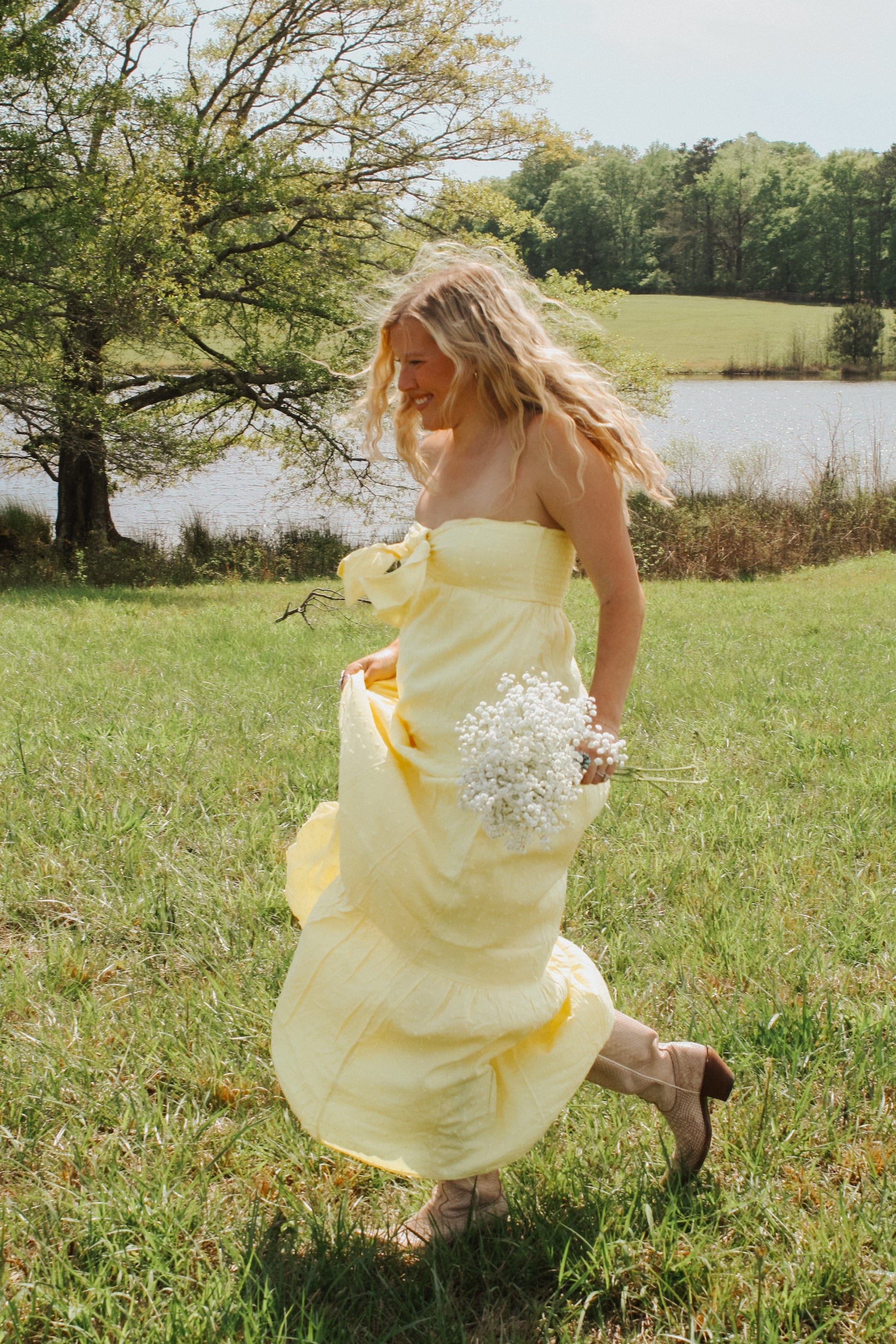 maxi sun dress Here Comes the Sun Yellow Strapless Maxi Dress L