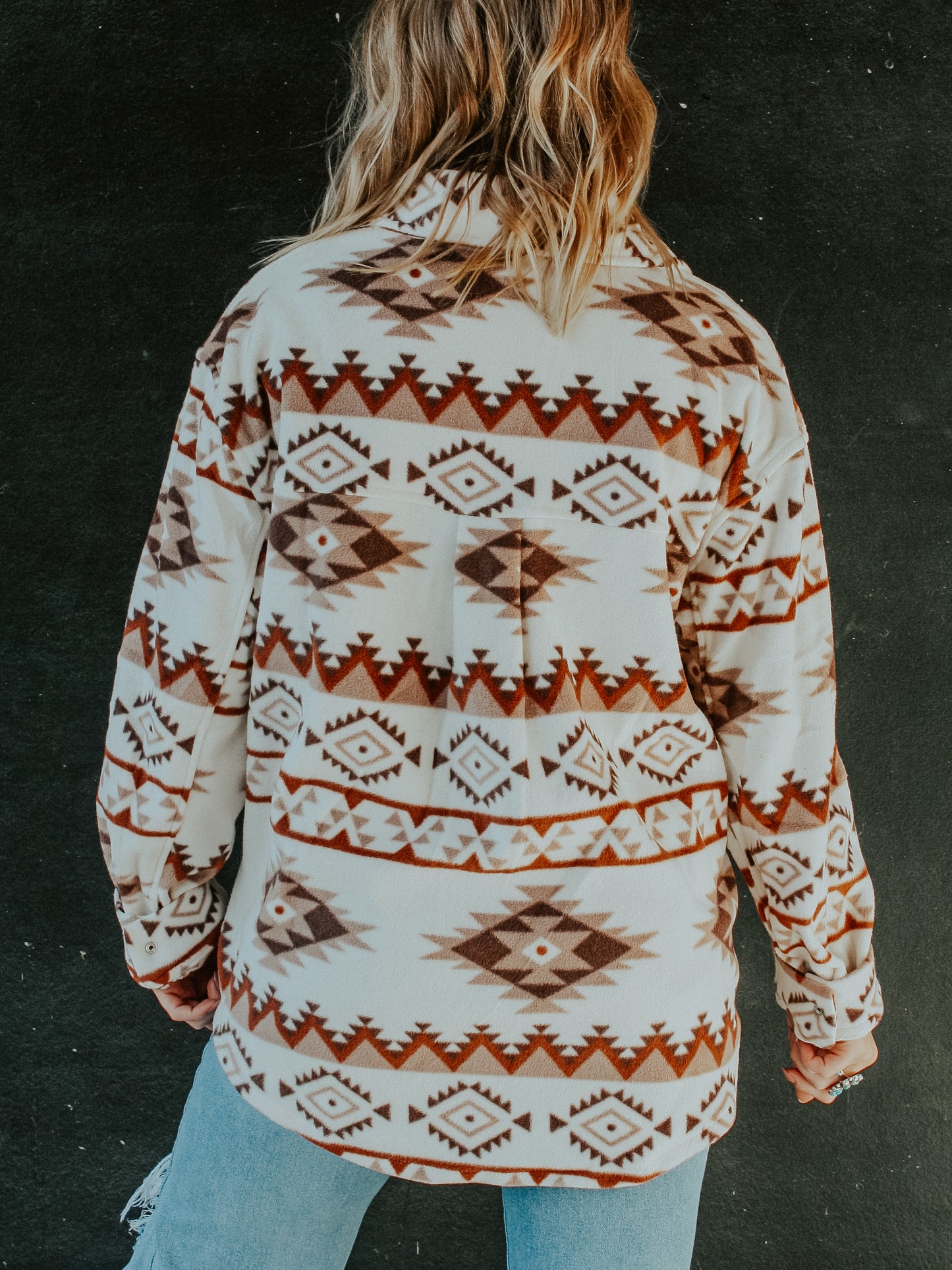 Mocha Aztec Fleece Shacket