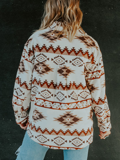 Mocha Aztec Fleece Shacket