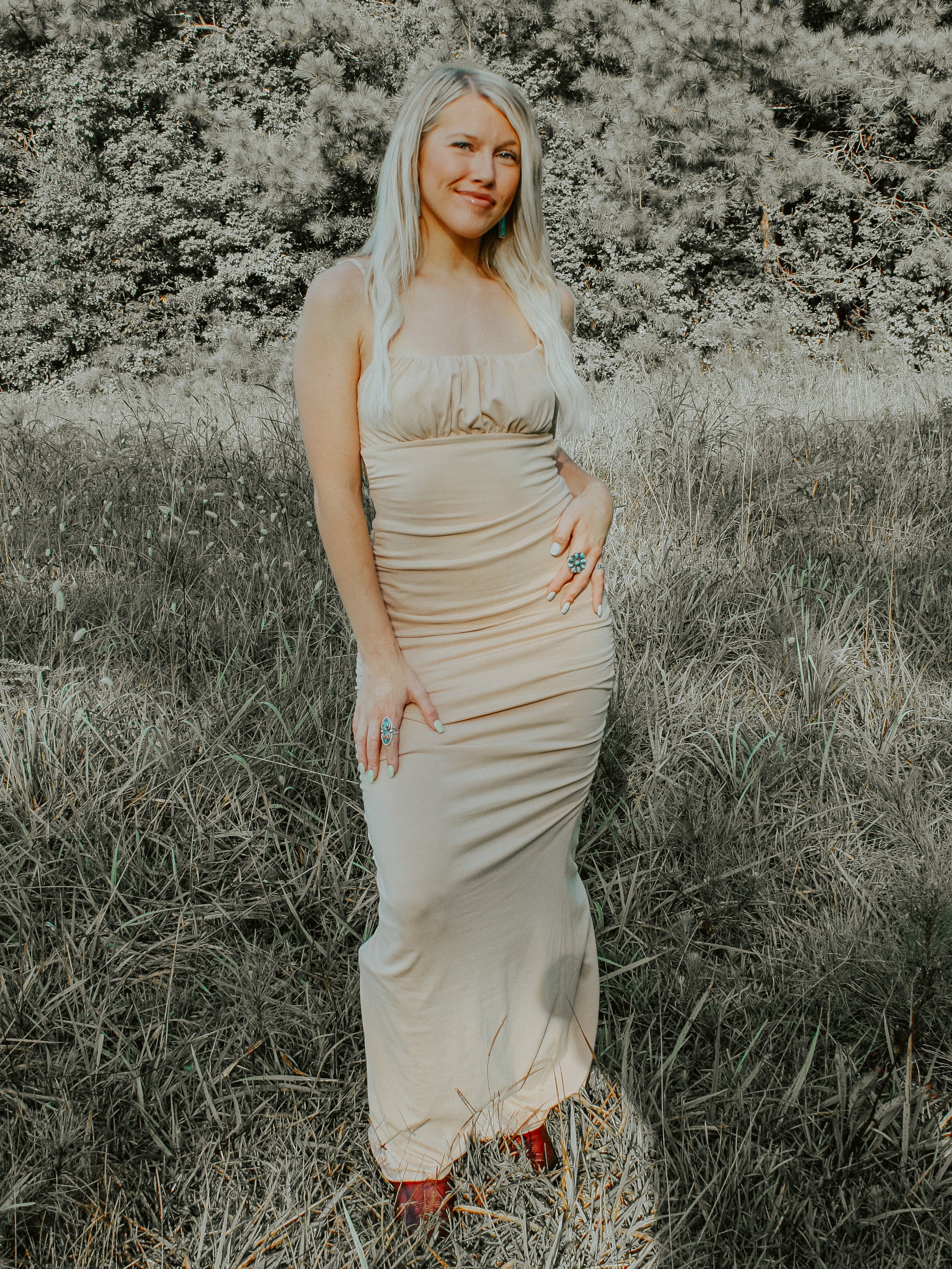 The Traveller Tan Maxi Dress S The Traveller Tan Maxi Dress S